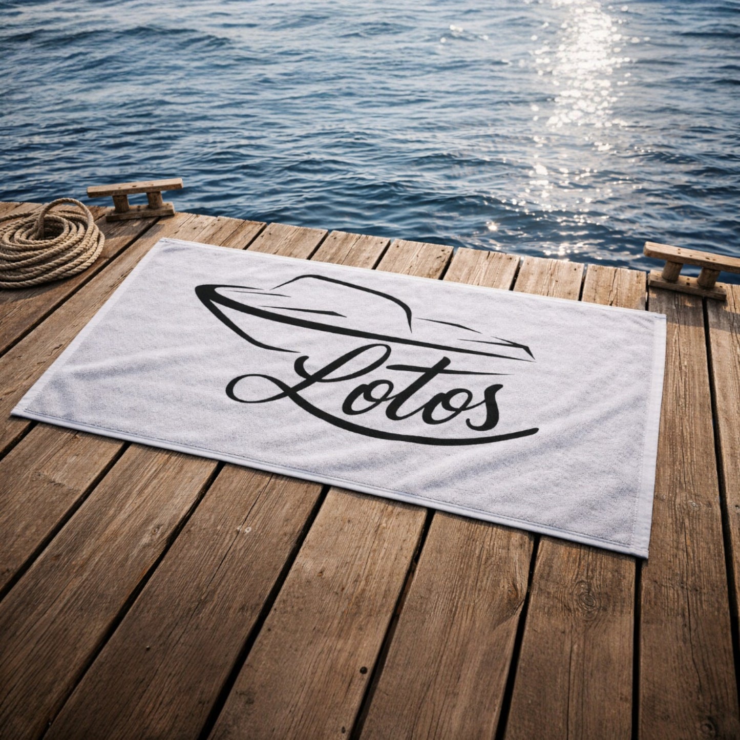 Lotos Sportboot Handtuch 70x140 Grau / Schwarz